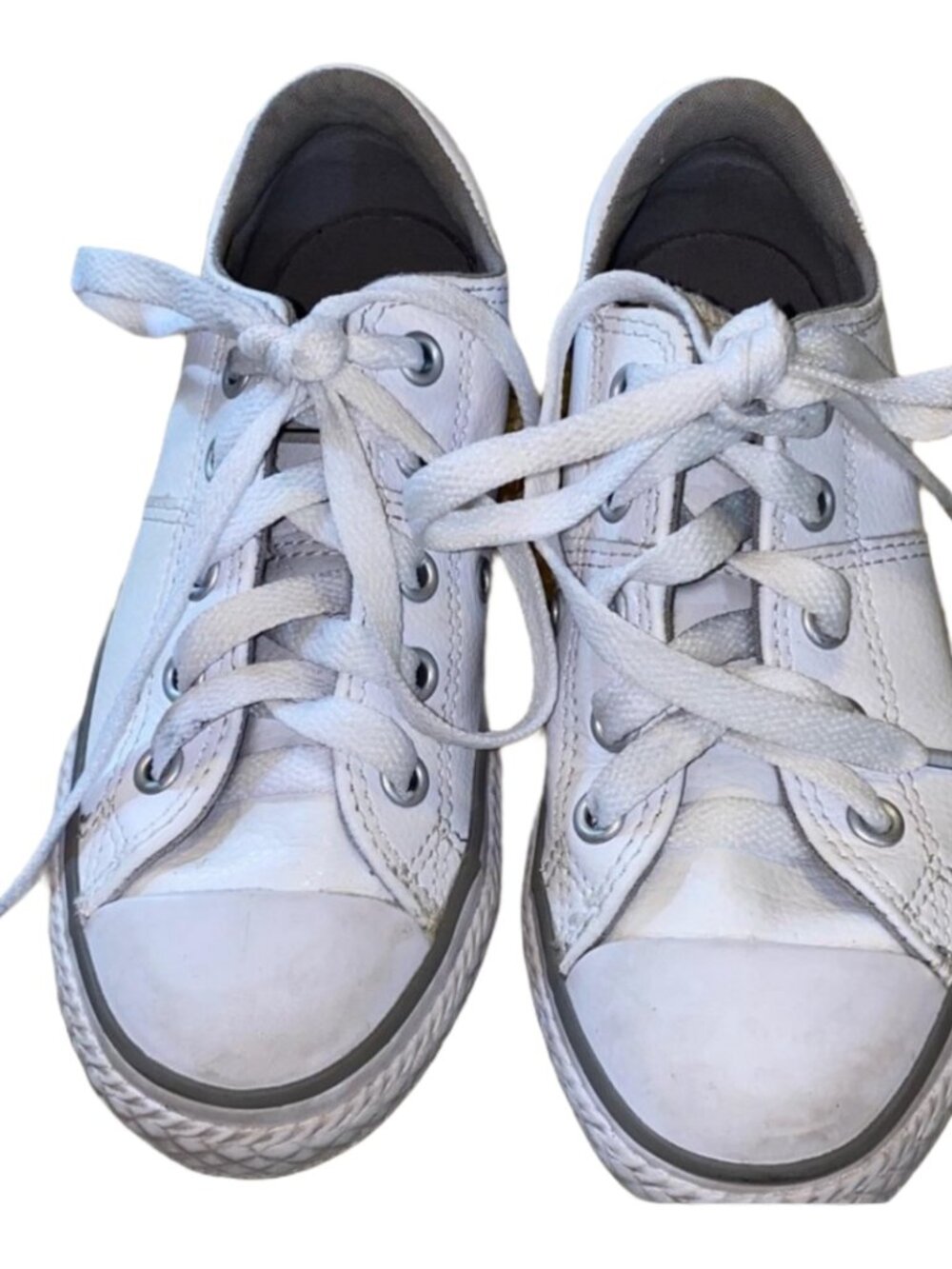 White Leather Converse Sneakers Sz 12 - Picture 1 of 6